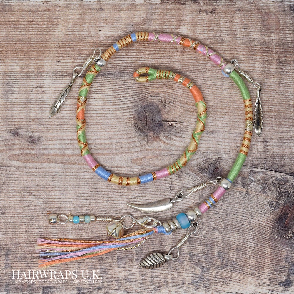 Hippie Hair Wrap Extension Pastel Forest Hairwraps U.K.